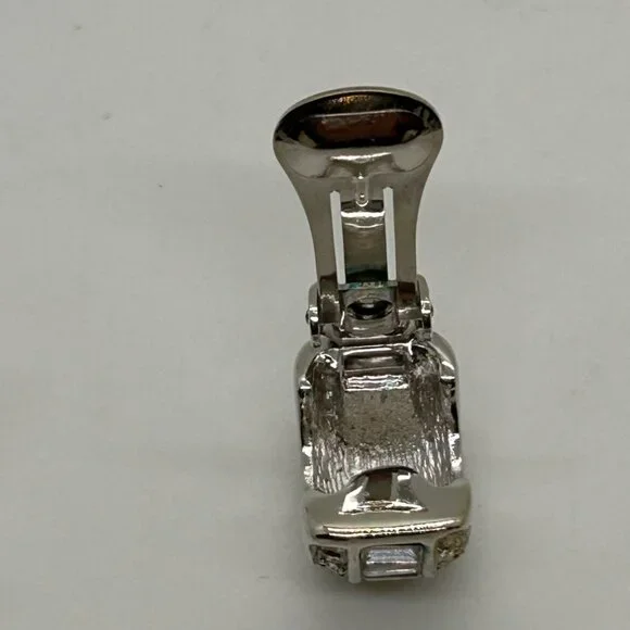 Christian Dior Vintage Clip-On Earrings With Rhinestones & Silver-Tone Metal - Picture 5 of 16